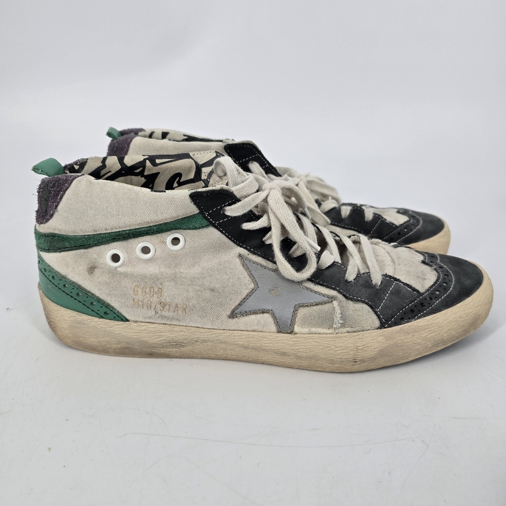 Golden Goose Canvas Mid/Star Sneakers Blue Green Size 40
